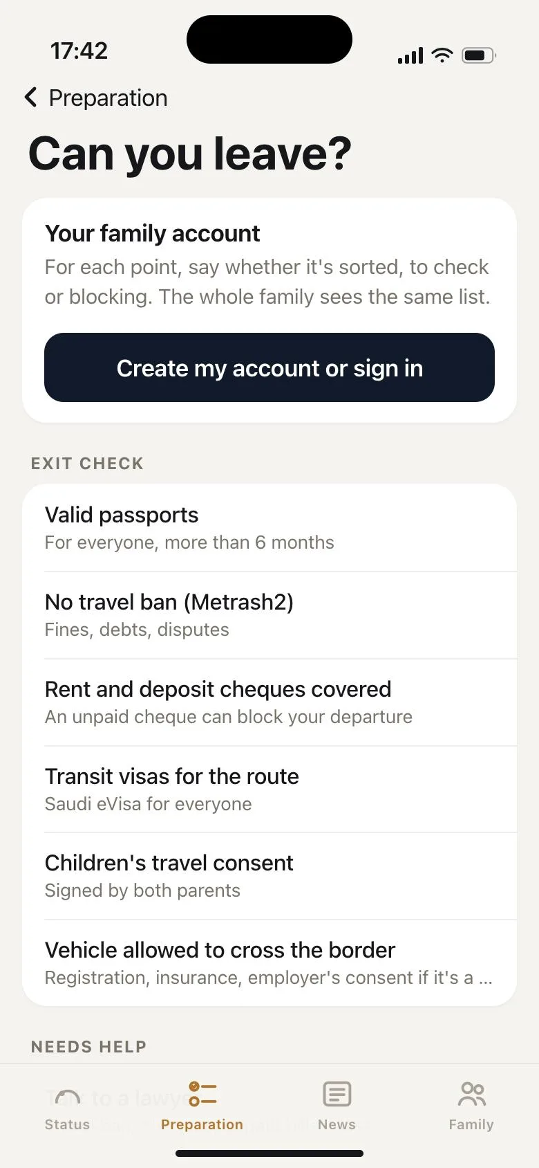 Can you leave screen: documents, visas, bans